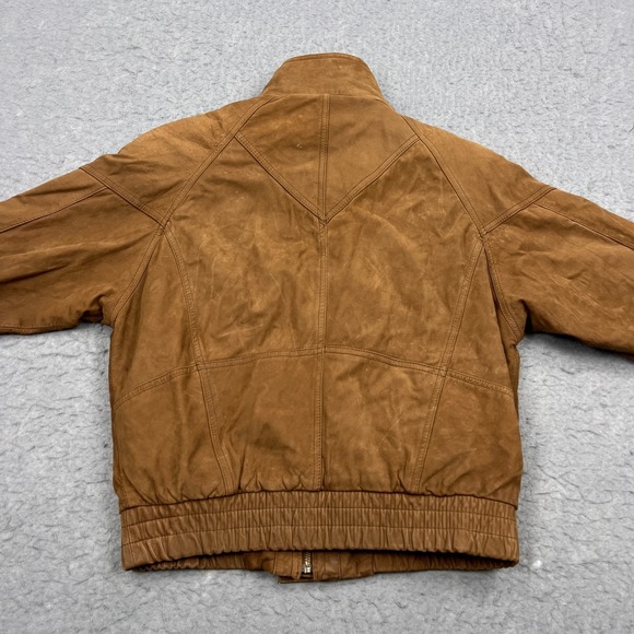 VTG Wilsons Adventure Bound Bomber Jacket Women's Small Brown Leather Lined Coat - Picture 12 of 14